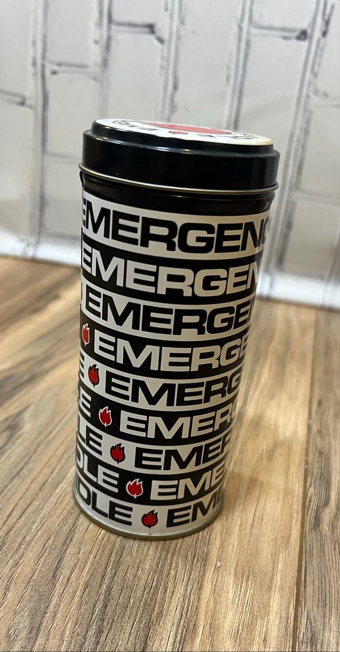 Vintage Emergency Candle Tin Hong Kong 5 Candles + 1990s Myrtle Beach Matchbook